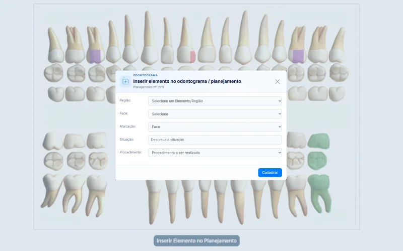 Plano de tratamento com odontograma